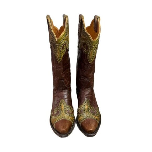 Old Gringo Brown & Green Studed Boots Women Size 6.5B - Picture 2 of 13